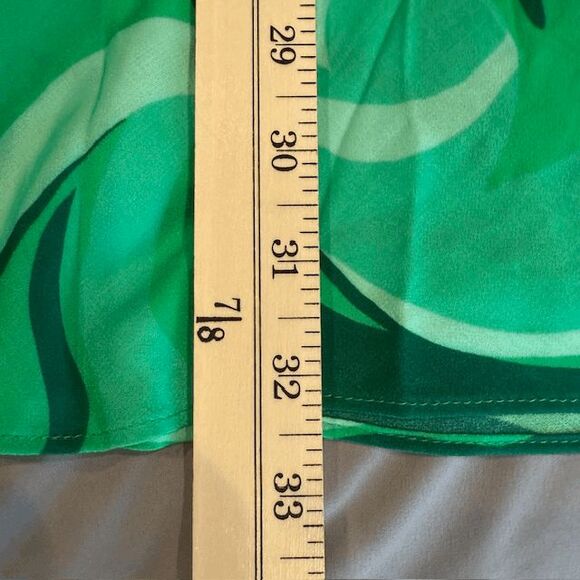 ZARA Slip Dress Draped Neck Spaghetti Strap Satin Green Swirl Print Size Small - Picture 7 of 8